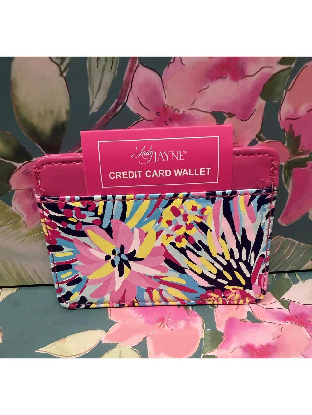 Lady Jayne Tropical Floral Credit Card Wallet / Card Holder NWT Pink Blue